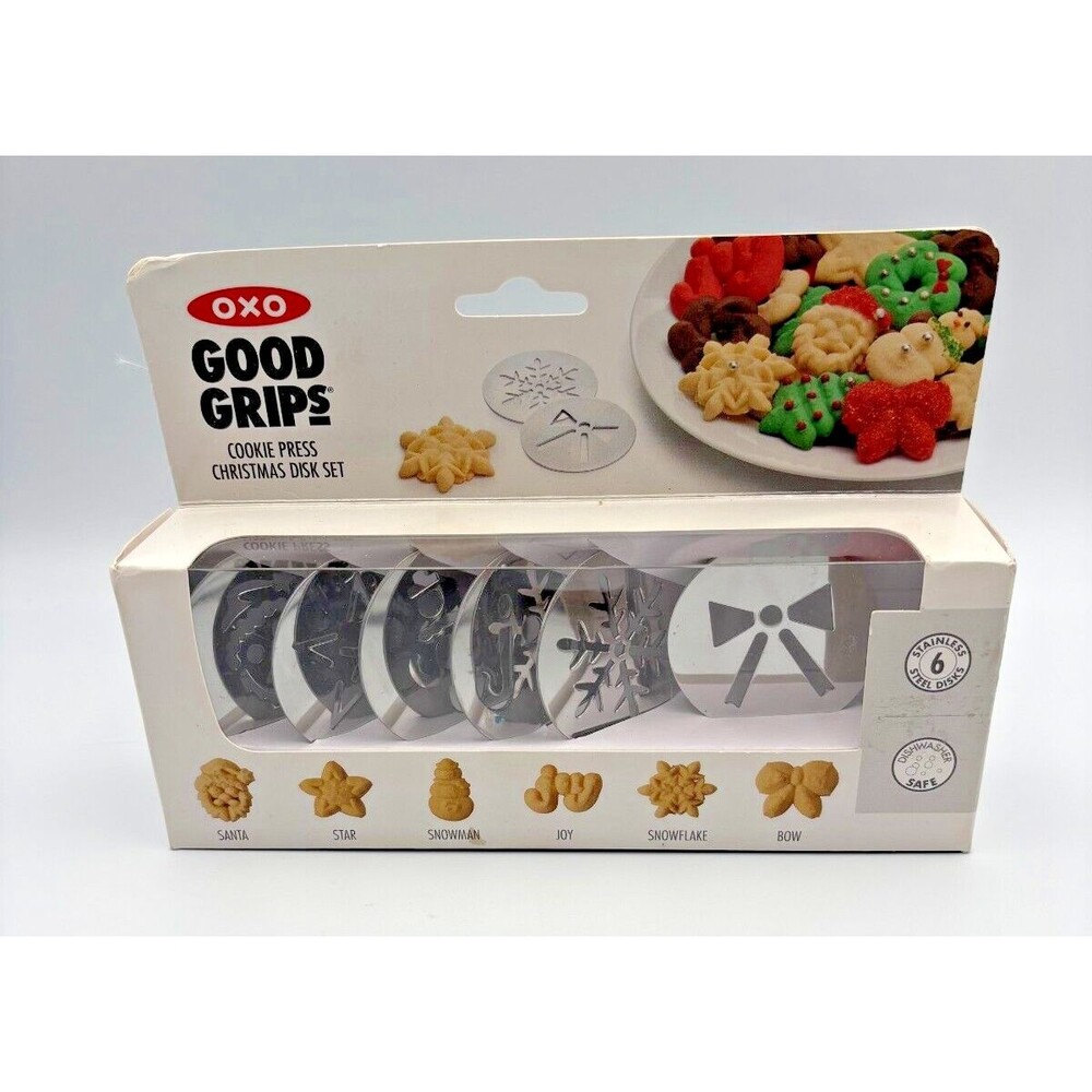 OXO Good Grips 6 Piece Cookie Press Christmas Disk Set New In Box